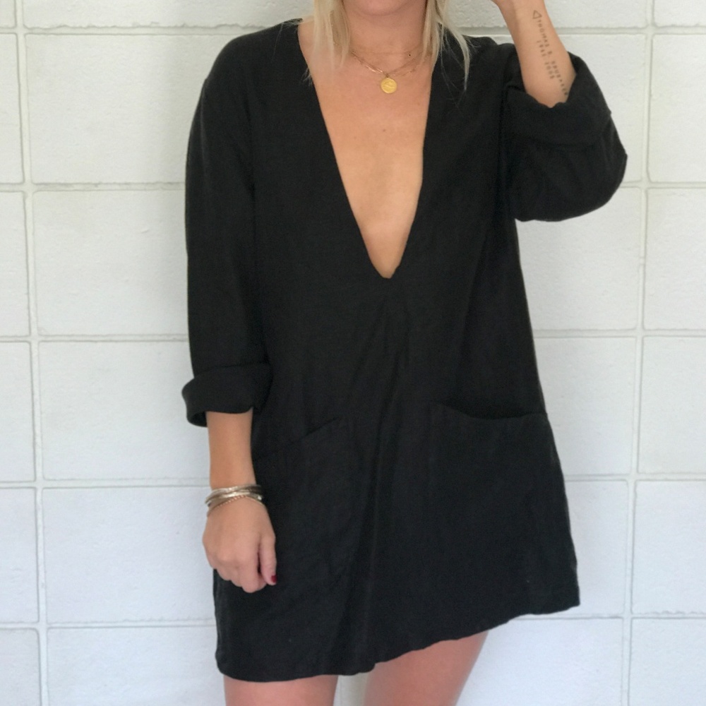 Reformation Linen Dress with Plunging Neckline